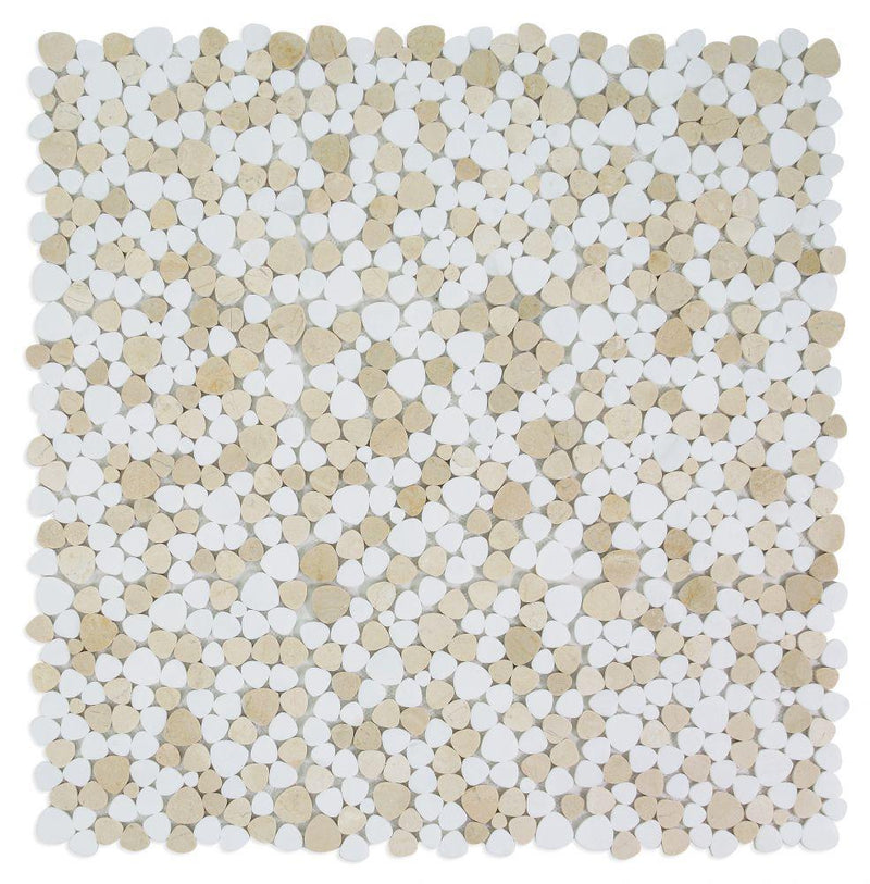 Aphrodite Marfil Pebble Polished Marble  Mosaic