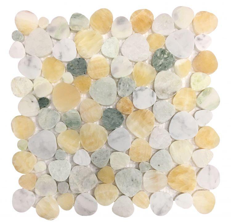 Aphrodite Onyx Pebble Honed Marble  Mosaic