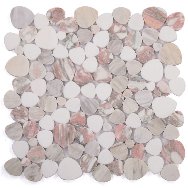 Aphrodite Rose Pebble Polished Marble  Mosaic