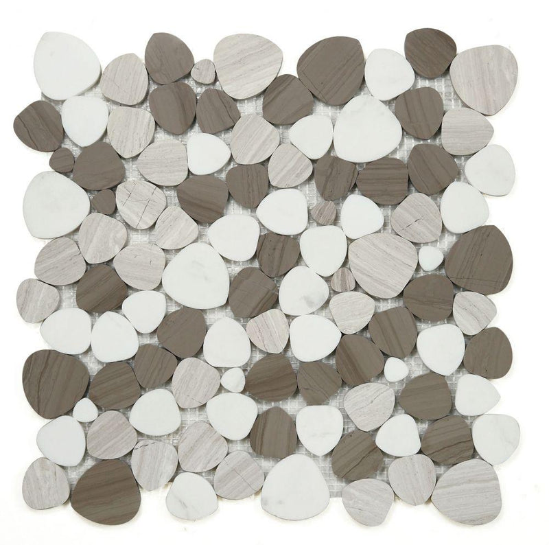 Aphrodite Smoke Pebble Polished Marble  Mosaic