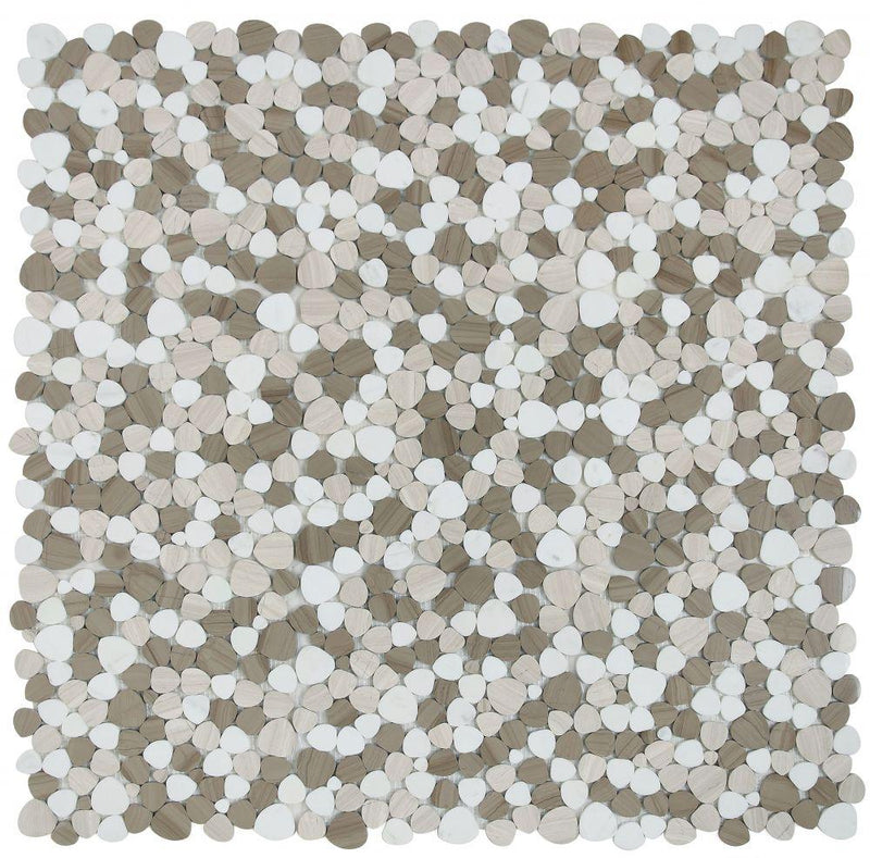 Aphrodite Smoke Pebble Polished Marble  Mosaic