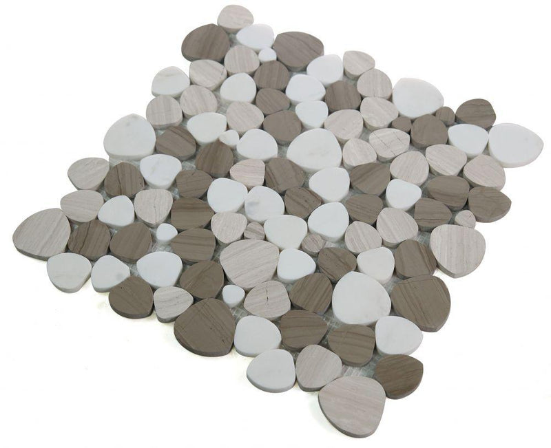 Aphrodite Smoke Pebble Polished Marble  Mosaic