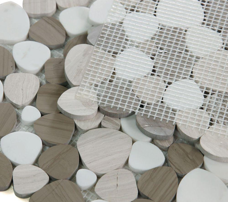 Aphrodite Smoke Pebble Polished Marble  Mosaic