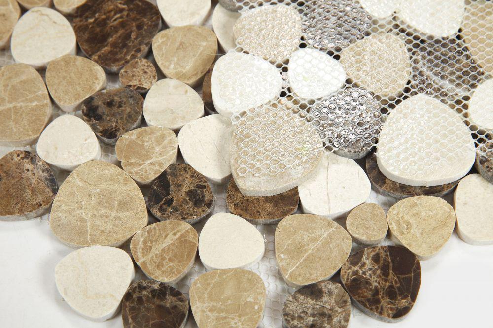Aphrodite Spain Pebble Polished Marble  Mosaic