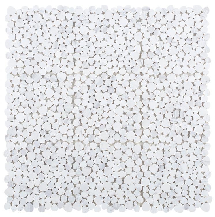 Aphrodite White Pebble Polished Marble  Mosaic