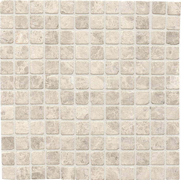 Arctic Gray 1x1 Square Tumbled Limestone  Mosaic