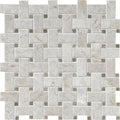Arctic Gray Basketweave Limestone Mosaic 1x2