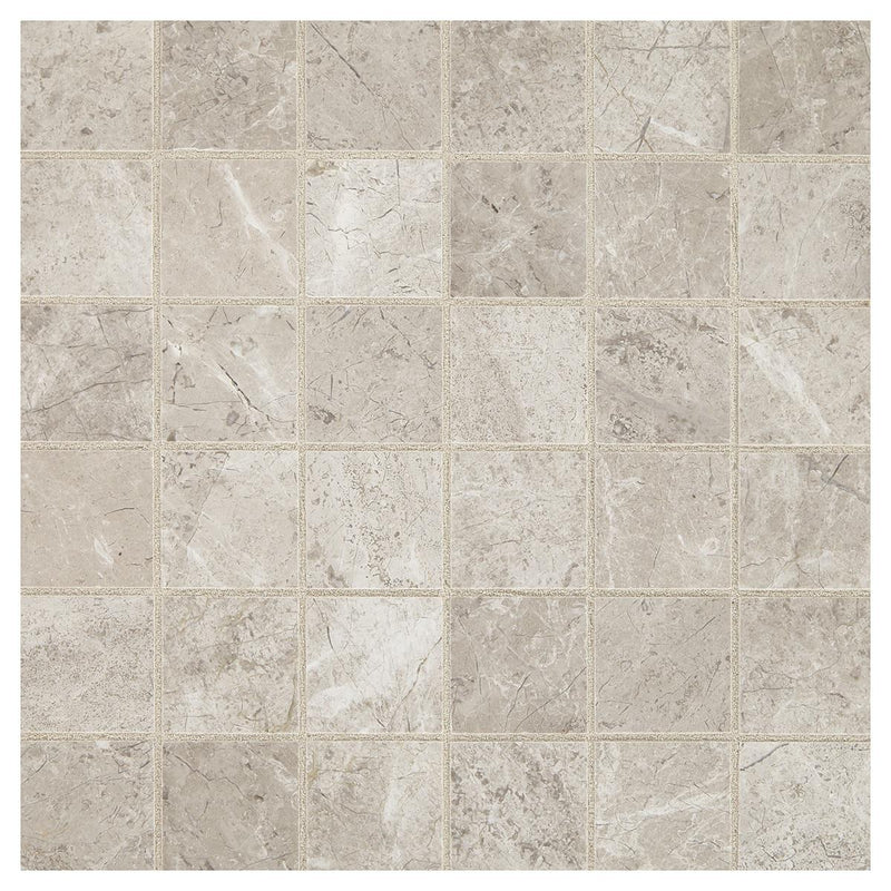 Arctic Gray 2x2 Square Honed Limestone  Mosaic