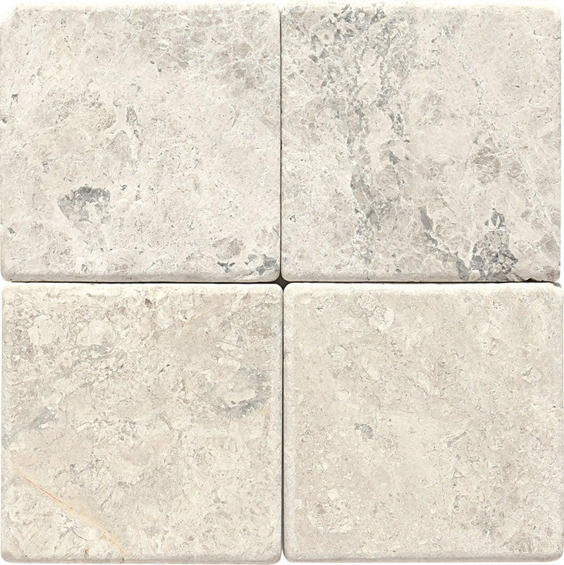 Arctic Gray Limestone Tile 4x4 Tumbled   3/8 inch