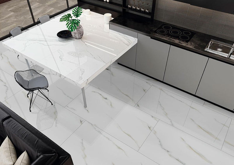 Aria Bianco Polished 12x24 Porcelain  Tile