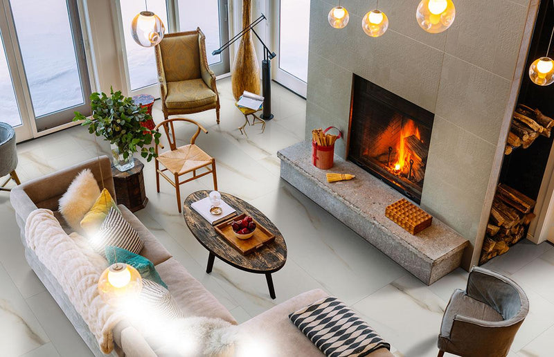 Aria Bianco Polished 12x24 Porcelain  Tile