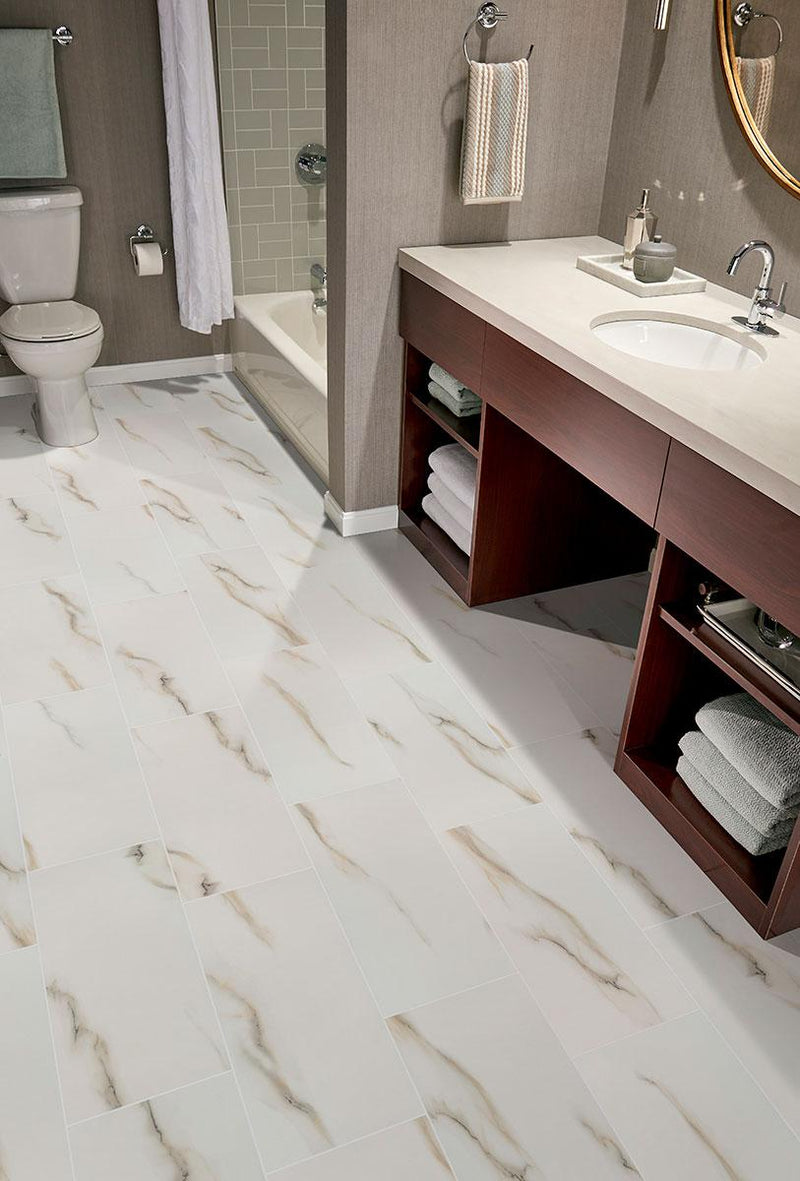 Aria Bianco Polished 24x48 Porcelain  Tile