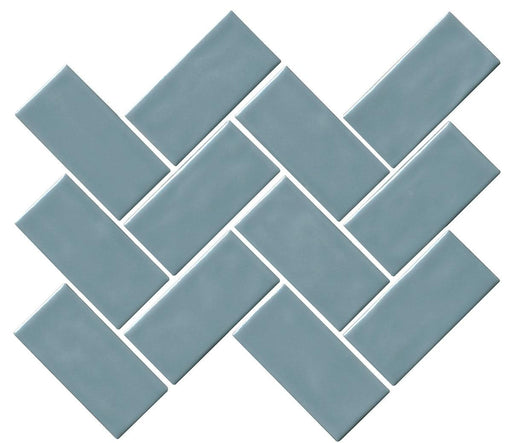 Artezen Classic Blue 2x4 Herringbone Glossy Ceramic  Mosaic