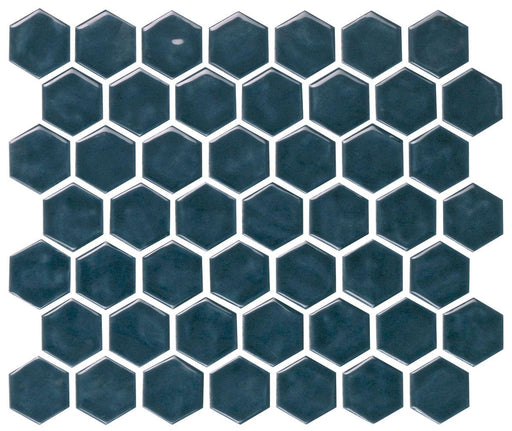 Artezen Deep Blue 1.5x1.5 Hexagon Glossy Ceramic  Mosaic