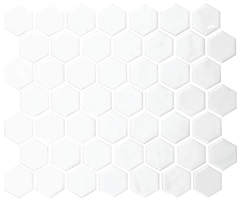 Artezen Elegant White 1.5x1.5 Hexagon Glossy Ceramic  Mosaic