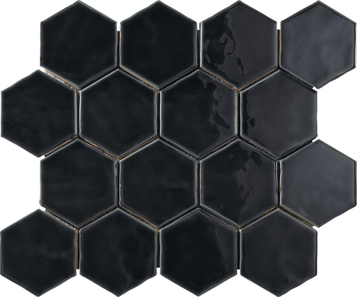Artistic Reflections Onyx 3x3 Hexagon Glossy Ceramic  Mosaic