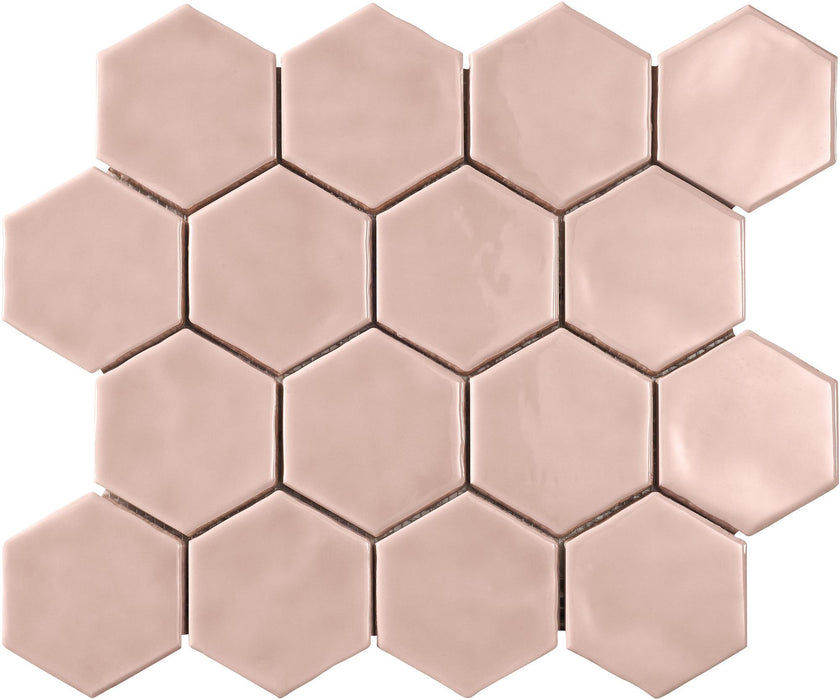 Artistic Reflections Rose 3x3 Hexagon Glossy Ceramic  Mosaic