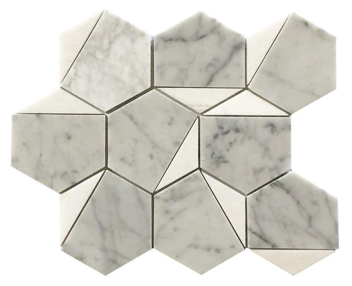 Arya Thassos White Carrara Hexagon Polished Marble  Mosaic