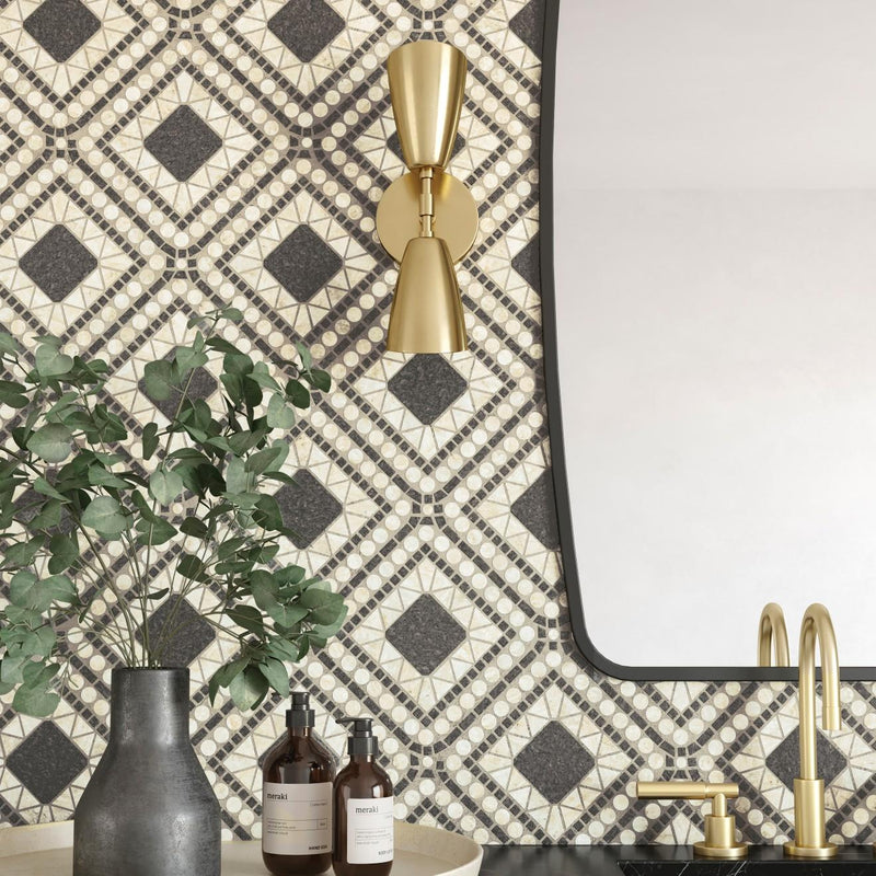 Atrium Myra Beige Basalt Square, Pennyround, Triangle, Rectangle Honed Marble  Mosaic