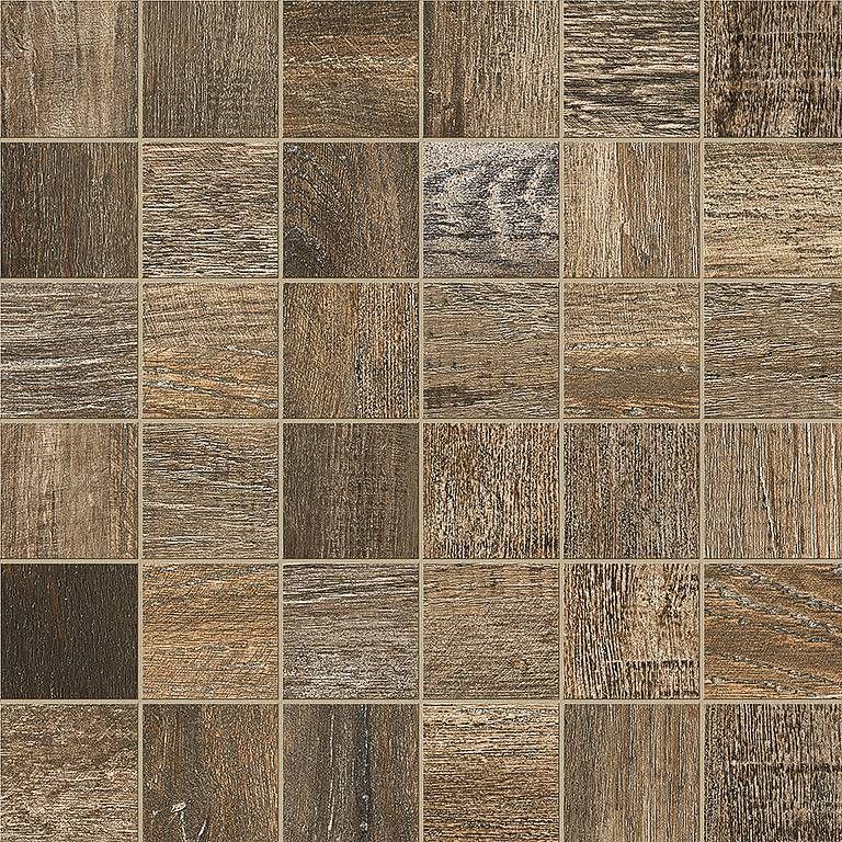 Barn Wood Brown 2x2 Square Matte Porcelain  Mosaic
