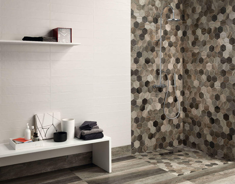 Barn Wood Grey 4x5 Hexagon Matte Porcelain  Mosaic