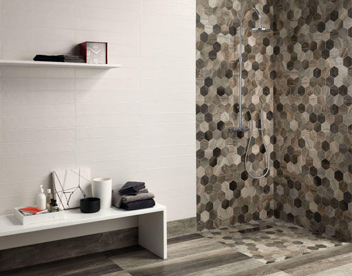 Barn Wood Grey 4x5 Hexagon Matte Porcelain  Mosaic