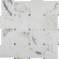 Bianco Basketweave Polished Marble  Mosaic