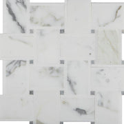 Bianco Basketweave Polished Marble  Mosaic