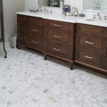 Bianco Basketweave Polished Marble  Mosaic
