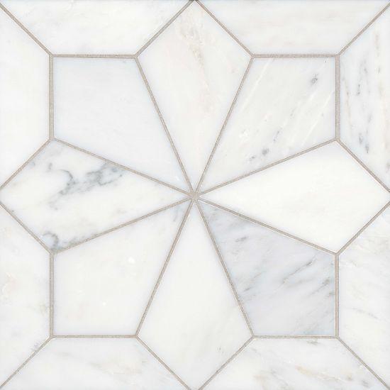 Blomma Bianco Flower Honed Marble  Mosaic