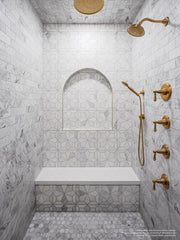 Blomma Bianco Flower Honed Marble  Mosaic