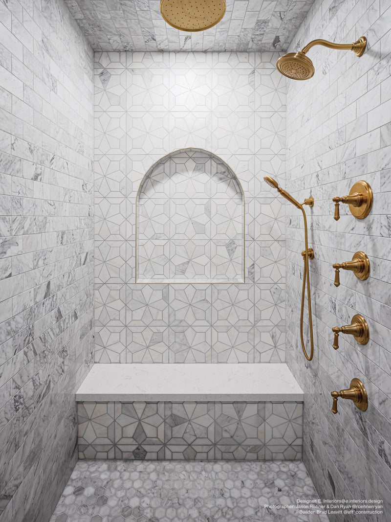 Blomma Bianco Flower Honed Marble  Mosaic