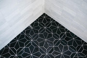 Blomma Nero Flower Honed Marble  Mosaic