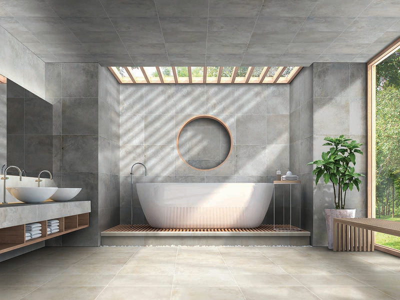 Brooklyn Cemento Argent Textured 24x48 Porcelain  Tile