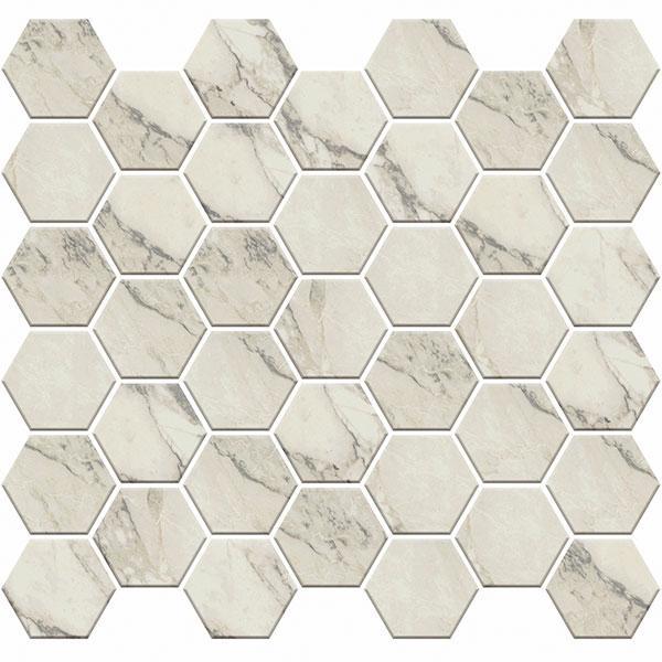 Carrara Select Arabescato 2x2 Hexagon Honed Porcelain  Mosaic