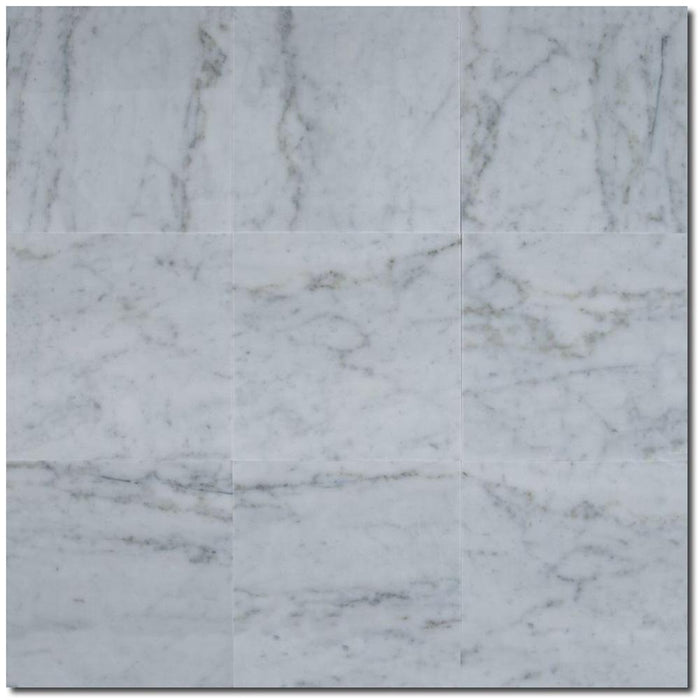 Carrara White Marble Tile 18x18 Honed