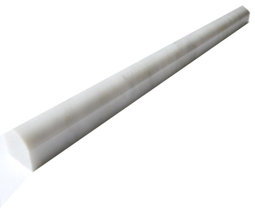 Carrara White Marble Trim 3/4x12 Polished     Pencil Liner