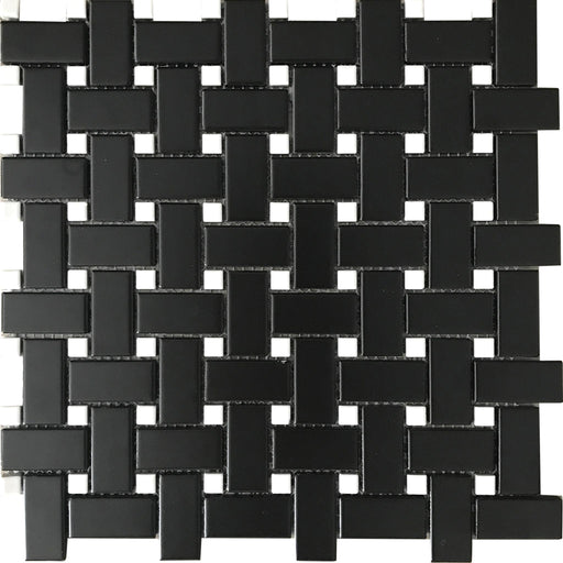 Cc Mosaics Black Basketweave Matte Porcelain  Mosaic