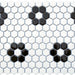 Cc Mosaics Black White Flower 1x1 Hexagon Matte Porcelain  Mosaic