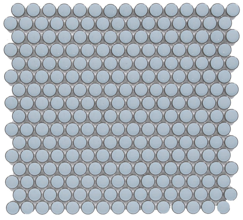 Cc Mosaics Plus Sky Blue Pennyround Glossy Porcelain  Mosaic