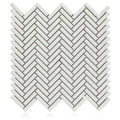 Cc Mosaics Plus White Herringbone Glossy Porcelain  Mosaic