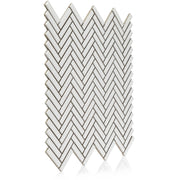 Cc Mosaics Plus White Herringbone Glossy Porcelain  Mosaic