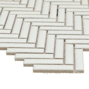 Cc Mosaics Plus White Herringbone Glossy Porcelain  Mosaic
