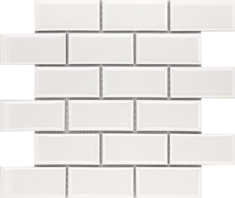 Cc Mosaics Plus White Ice 2x4 Rectangle Glossy Porcelain  Mosaic