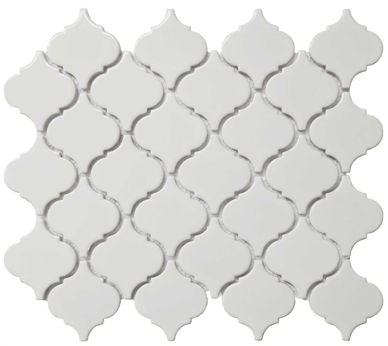 Cc Mosaics White 2x2 Arabesque Glossy Porcelain  Mosaic