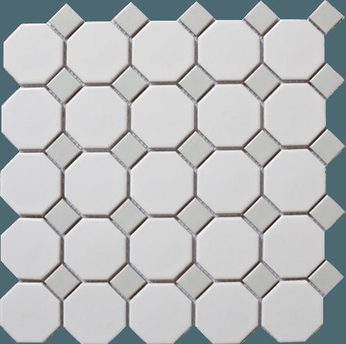Cc Mosaics White Octagon Matte Porcelain  Mosaic