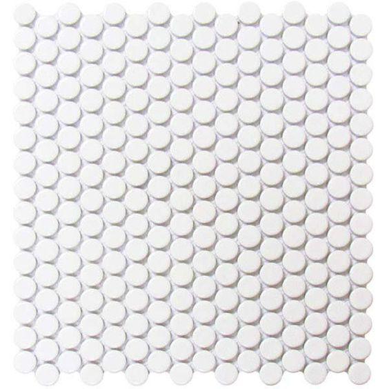 Cc Mosaics White Pennyround Glossy Porcelain  Mosaic