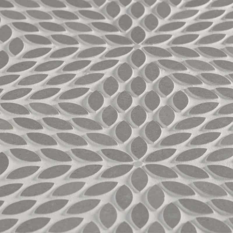 Celeste Cinder Grey Calacatta Losanna Leaf Honed Marble  Mosaic