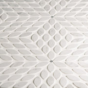 Celeste White Carrara Bardiglio Leaf Honed Marble  Mosaic