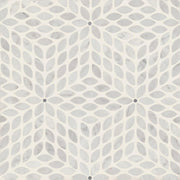 Celeste White Carrara Bardiglio Leaf Honed Marble  Mosaic